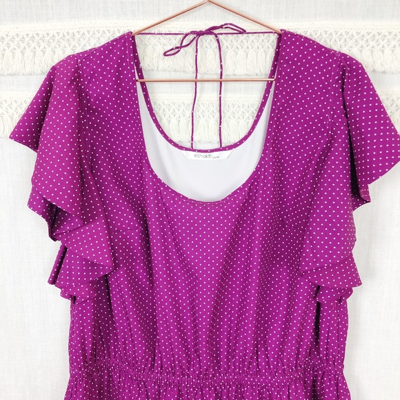 eShakti Custom Flutter Sleeve Dot Crepe Dress16-18 - Picture 2 of 8